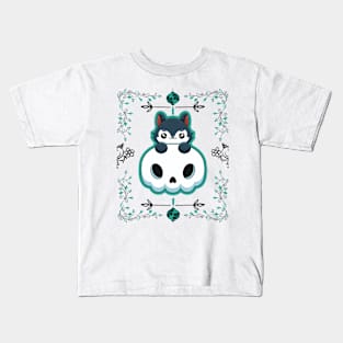 cute wolf with flowers girls Kids T-Shirt